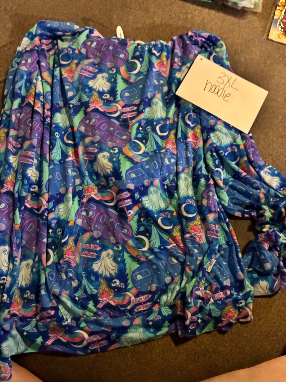 Blue Ghost & Camper Printed Bamboo Hoodie 3XL NWOT
